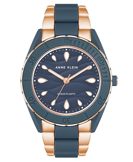Женские часы Anne Klein 38,5 мм, розовое золото/синий
