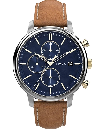 Мужские часы Timex Chicago с кожаным ремешком, коричневые