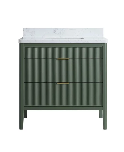 Тумба CASAINC 36″ с мраморной столешницей, зеленая
