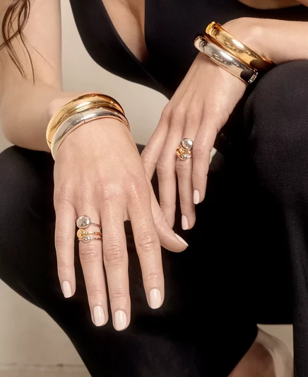 Браслет с полированной галькой Ettika rhodium