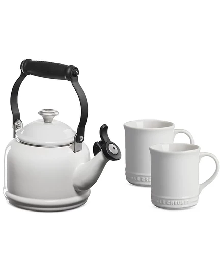 Чайник Le Creuset Demi 1,2 л с 2 кружками, белый