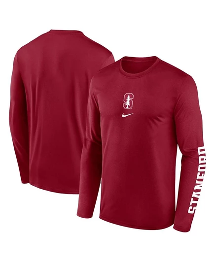 Мужская футболка с длинным рукавом Cardinal Stanford Cardinal Prime Time Center Lockup от Nike, получившая два хита Legend Performance