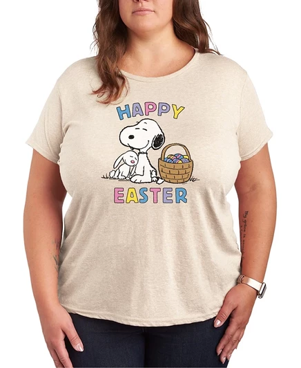 Женская футболка Hybrid Apparel Peanuts Happy Easter, белая, плюс размер