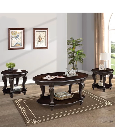 Набор журнальных столиков Streamdale Furniture Espresso для гостиной с торцевыми приставными столиками (3 предмета) коричневый