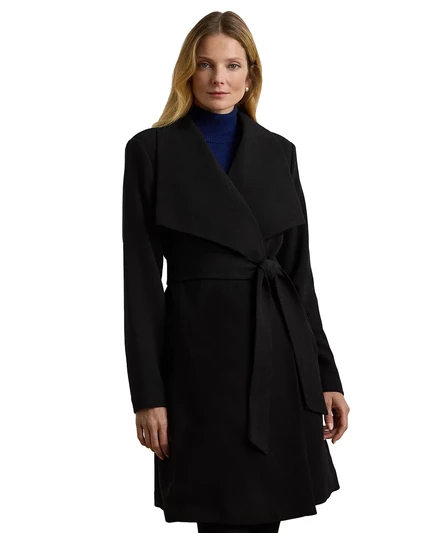 Женское креповое пальто с поясом на запах от Lauren Ralph Lauren black