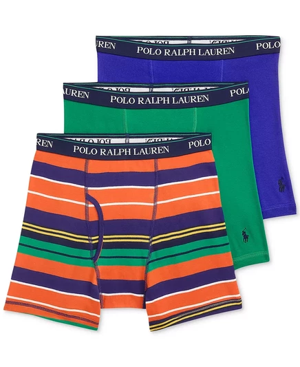  Мужские трусы-боксеры 3-Pk. Классические хлопковые трусы-боксеры boy stripe/billiard green/rugby royal