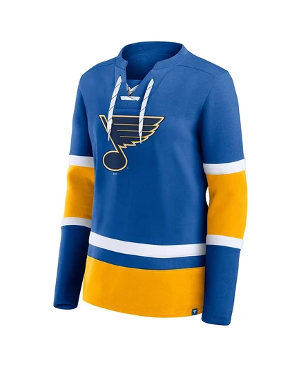 Женская синяя футболка Fanatics St. Louis Blues Prime Time на шнуровке с длинным рукавом blue