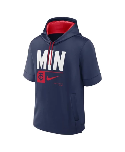 Мужская толстовка Nike Navy Minnesota Twins Tri Code Lockup с капюшоном и с коротким рукавом navy, red