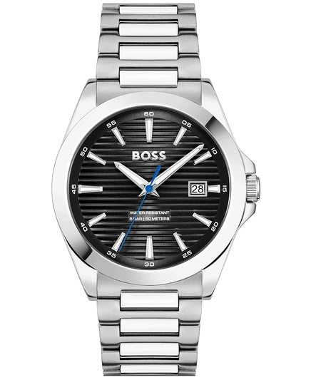 Мужские часы Hugo Boss Strike Quartz с базовым календарем из нержавеющей стали, 41 мм, серебристые