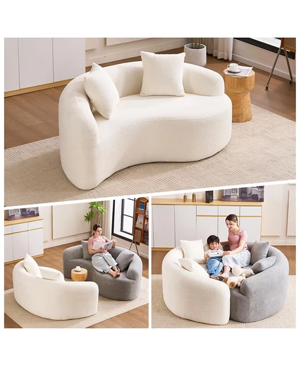 Секционный диван Streamdale Furniture из синели с S-образным изгибом- Двойной глубины, Белый, Без сборки, Компактный, 66,9"L белый
