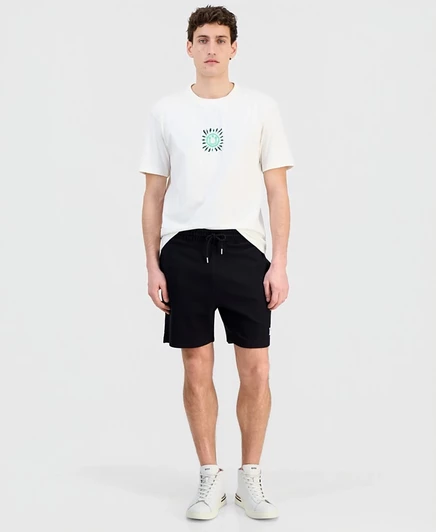 Мужские шорты Hugo Boss Waffle Jersey 7.9″ с кулиской, черные