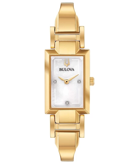 Женские часы Bulova 18×33 мм с бриллиантами, золотистые