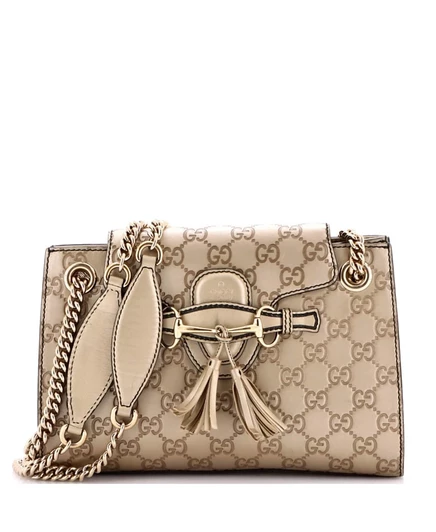 Женская сумка Pre-Owned Gucci Emily кожаная, золотистая