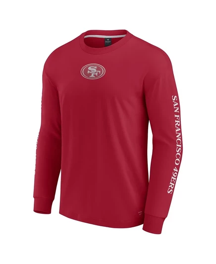 Мужская и женская футболка Fanatics Scarlet San Francisco 49ers Elements Strive с длинным рукавом scarlet