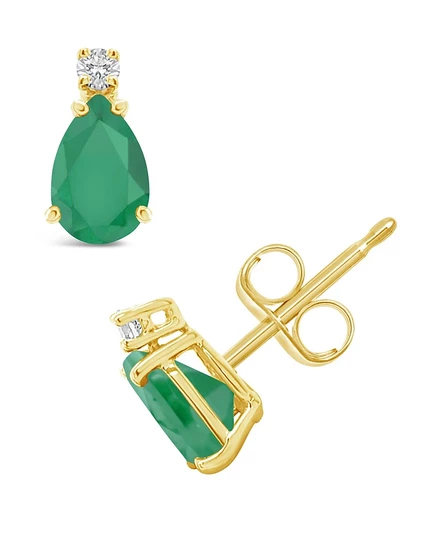Серьги-пусеты Macy's, изумруд и бриллиант, золото