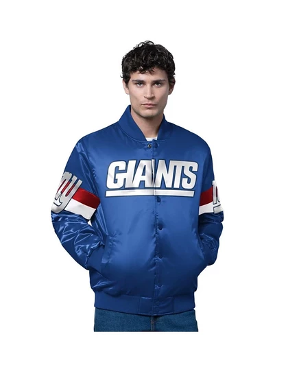Мужская сатиновая куртка starter new york giants, синяя