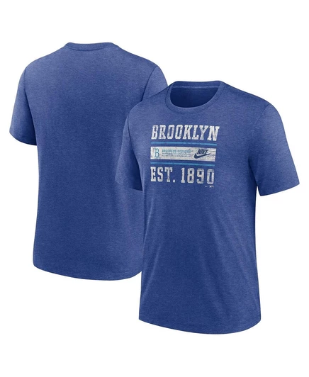 Мужская футболка Nike Heather Royal Brooklyn Dodgers из коллекции Cooperstown Local Stack Tri-Blend от Nike heather royal