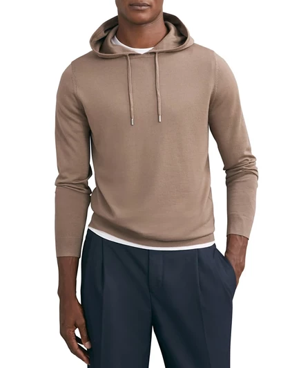 Мужское худи Reiss Holland мериносовое, коричневое
