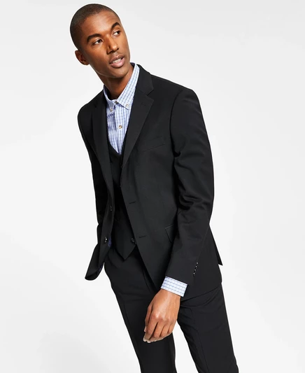 Мужской пиджак Tommy Hilfiger Modern-Fit TH-Flex, шерстяной, черный
