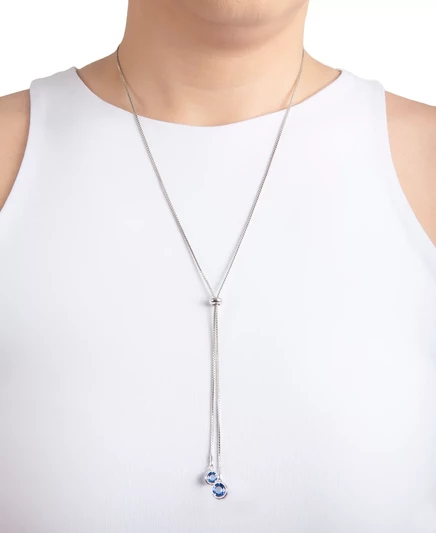 Колье Macy's Crystal с регулируемой длиной цепочки 30 дюймов (13/50 карат) из тонкой посеребренной латуни