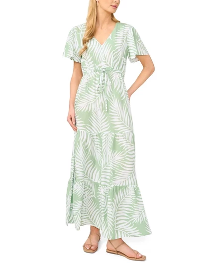 Женское макси‑платье Vince Camuto в ярусах, зеленое