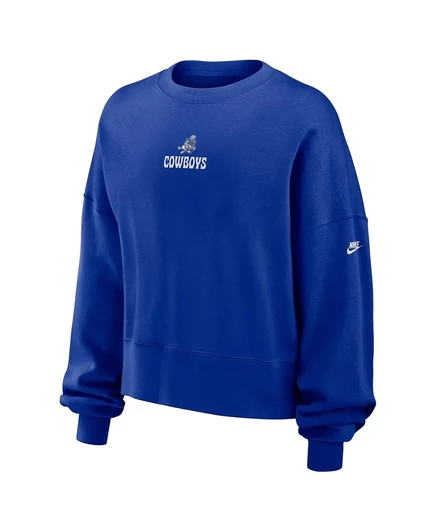 Женская укороченная толстовка Nike Royal Dallas Cowboys Оверсайз с длинным рукавом royal