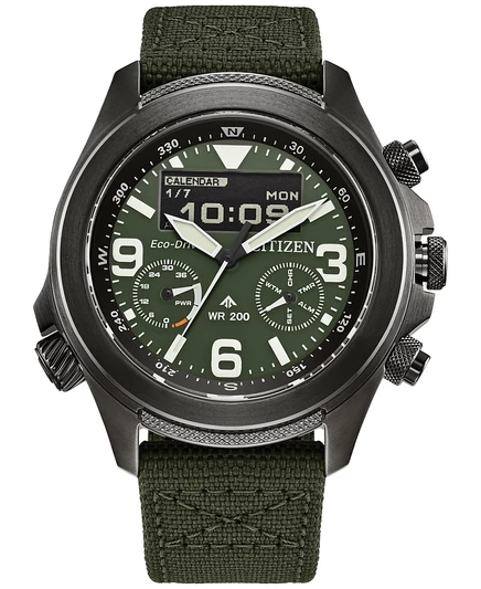 Мужские часы Citizen Promaster Eco-Drive хронограф 44 мм, зеленые