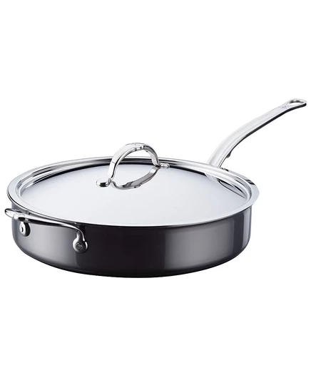 Сотейник Hestan NanoBond Titanium из нержавеющей стали объемом 5 л с крышкой и вспомогательной ручкой серого цвета
