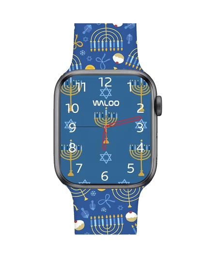 Силиконовый ремешок в стиле Хануки Waloo для Apple Watch light blue