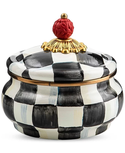 Контейнер Mackenzie-Childs «Courtly Check Squashed Pot», 590 мл, с крышкой