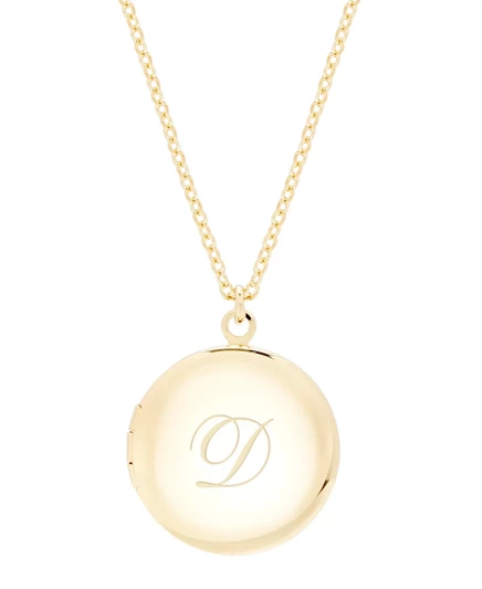 длинное ожерелье-медальон brook & york с позолотой 14 Карат Isla Initial Long Locket gold d