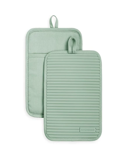 KitchenAid Ribbed Soft Silicone Pot Holder, Set of 2 green