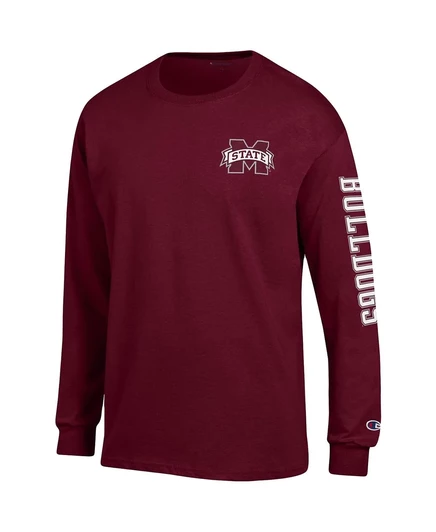 Мужская футболка с длинным рукавом Champion Maroon Mississippi State Bulldogs Team Stack maroon