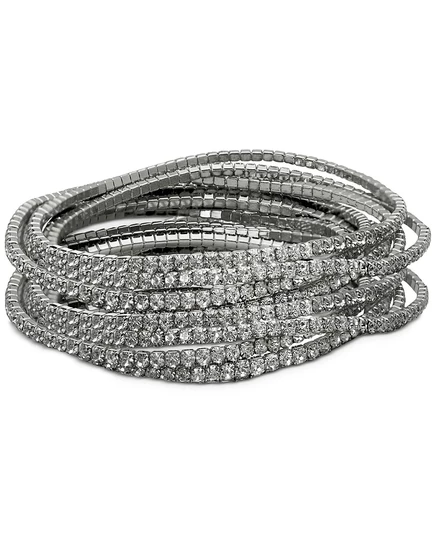 Набор браслетов Guess 10 шт. с кристаллами, серебристые