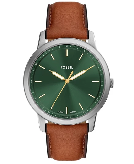 Мужские минималистичные часы Fossil из коричневой кожи с тремя стрелками, 44 мм