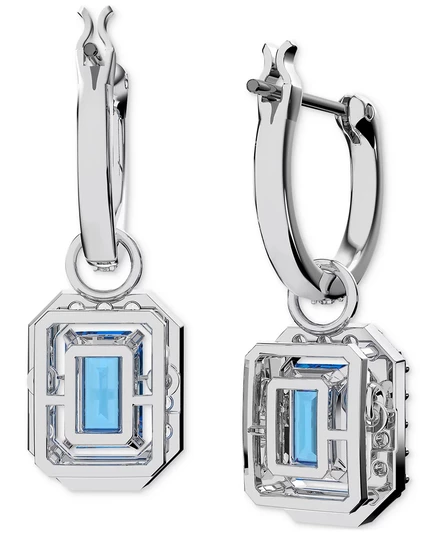 Серьги Swarovski Octagon подвесные с кристаллами, синие