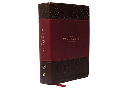 Библия King James Study (KJV) Leathersoft, бордовая, красные буквы