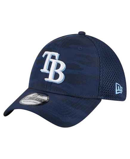 Мужская темно-синяя шляпа Tampa Bay Rays New Era с тонким камуфляжем 39-ГО РАЗМЕРА Flex