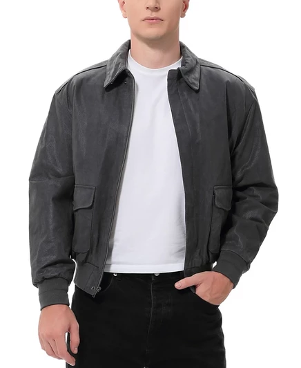 Десантная кожаная куртка Landing Leathers Мужская куртка-бомбер из потертой кожи A-2 gray