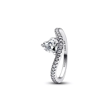  Кольцо с сердечком из чистого серебра с волнистым покрытием sterling silver