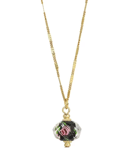 Женское ожерелье 2028 Flower Bead, черное