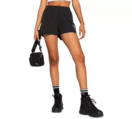  Женские классические тканые шорты А-силуэта puma black