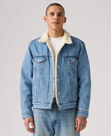 Мужская джинсовая куртка Levi's с шерпой, синяя