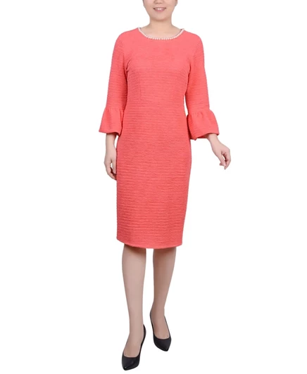 Женское платье NY Collection Petite 3/4 с жемчужной отделкой, оранжевое