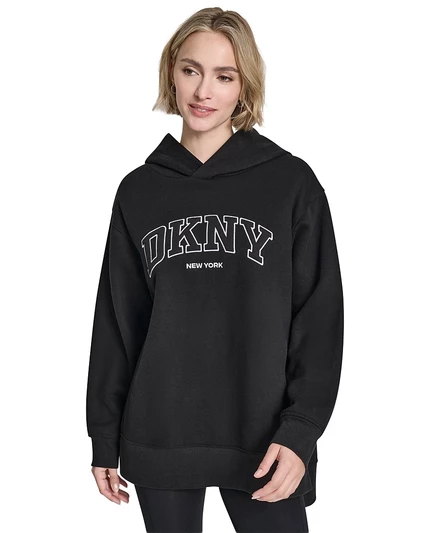 Женское худи DKNY Sport с 3D-аппликацией логотипа, черное