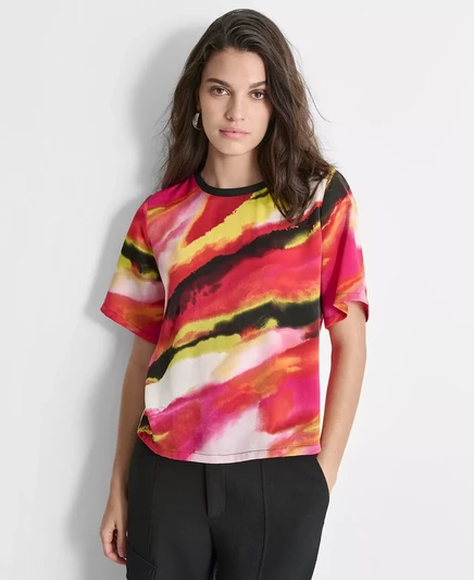  Женская блузка с коротким рукавом и принтом DKNY mlti geode