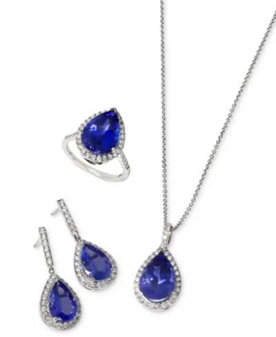 Украшения EFFY Tanzanite Pear Halo, белое золото 14К