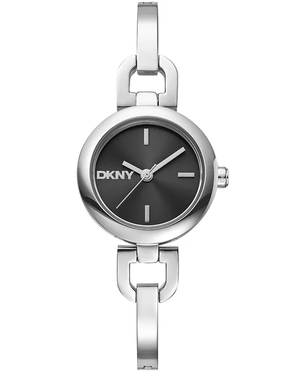 Женские кварцевые часы DKNY с половинчатым браслетом из нержавеющей стали 26 мм черного цвета