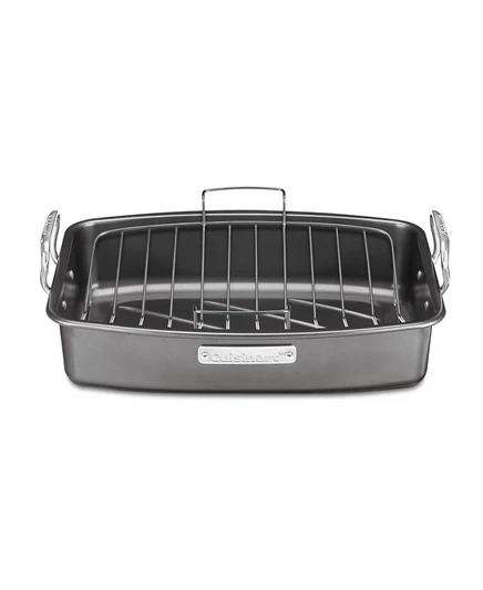 Жаровня Cuisinart из алюминиевой стали с антипригарным покрытием размером 17 x 13 дюймов с V-образной решеткой черного цвета