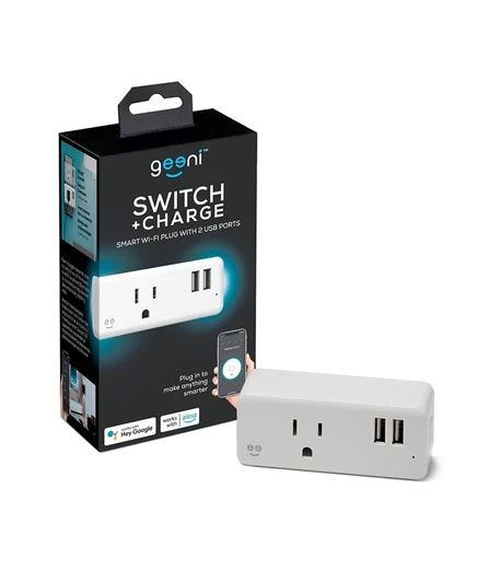 Умная розетка Geeni Switch+Charge с 2 USB, белая